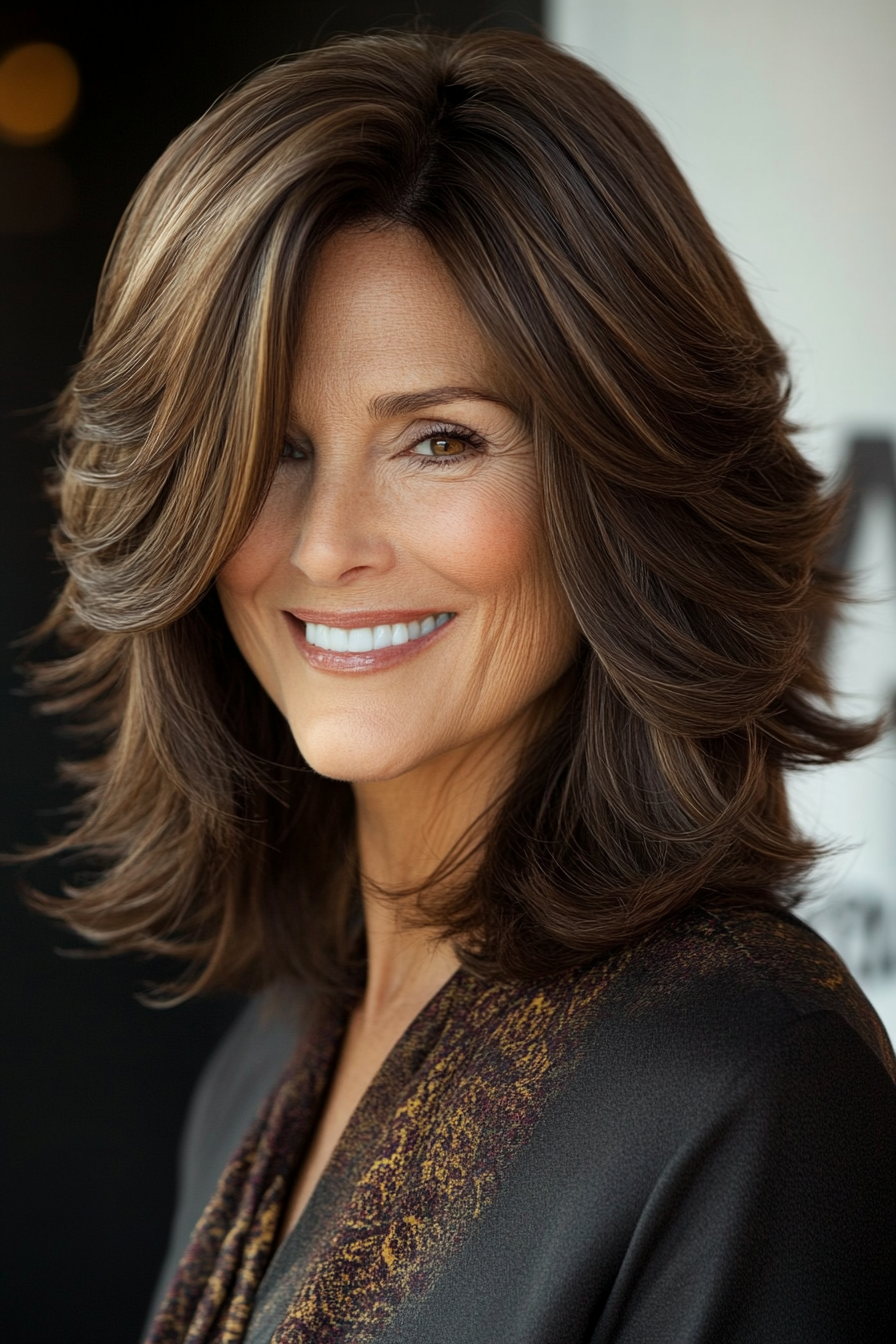 2. Rich Chocolate Brown Shag (Layered Hairstyles For Women Over 50) - Layered Hairstyles For Women Over 50