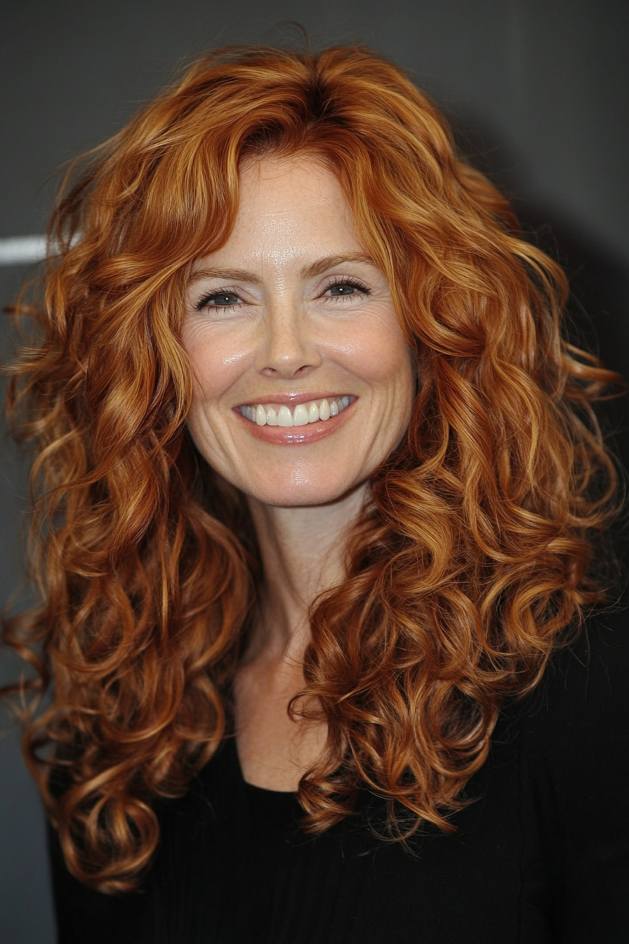 11. Light Auburn Layered Curls (Layered Hairstyles For Women Over 50) - Layered Hairstyles For Women Over 50
