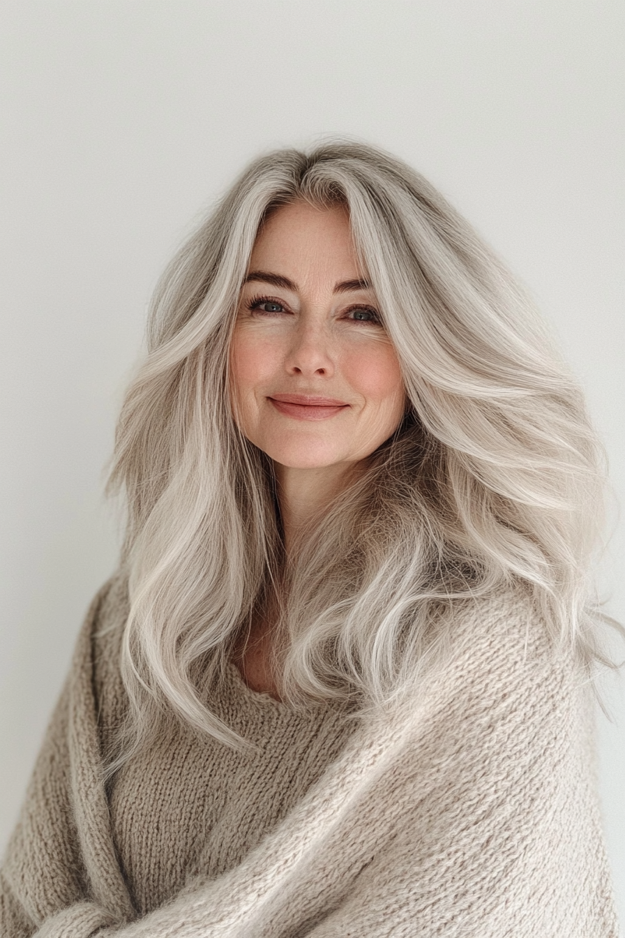 20. Soft Beige Blonde Layered Waves (Layered Hairstyles For Women Over 50) - Layered Hairstyles For Women Over 50