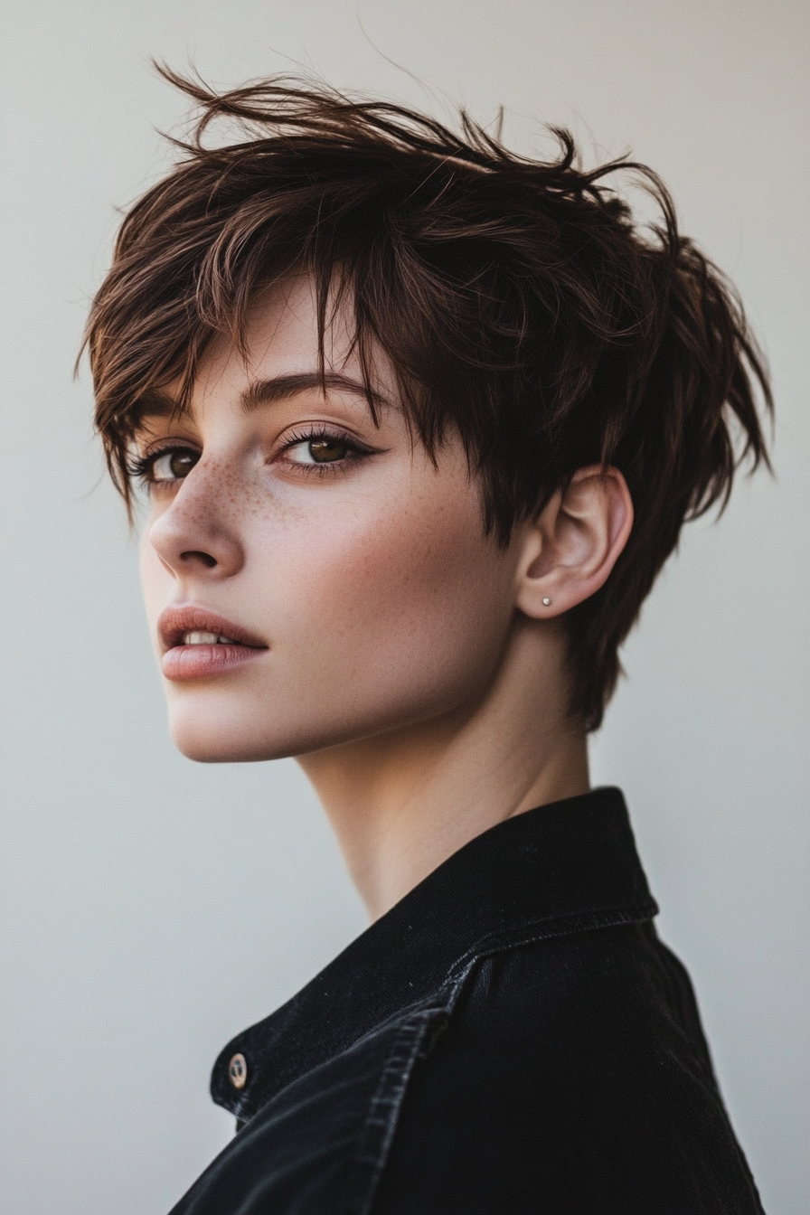1. Textured Pixie with Chestnut Layers (Short Grunge Haircuts) - Short Grunge Haircuts