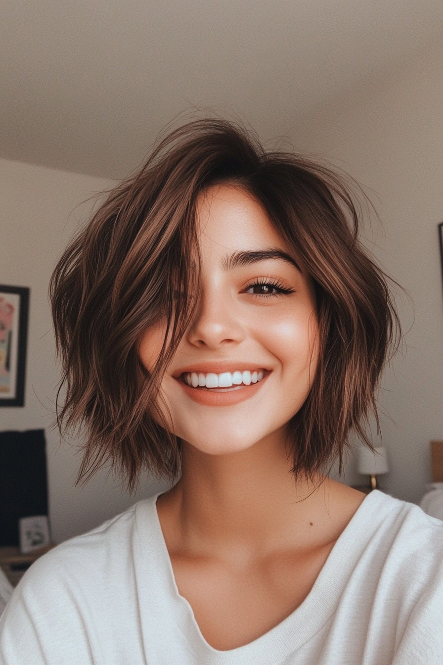 2. Choppy Bob in Ash Brown (Short Grunge Haircuts) - Short Grunge Haircuts