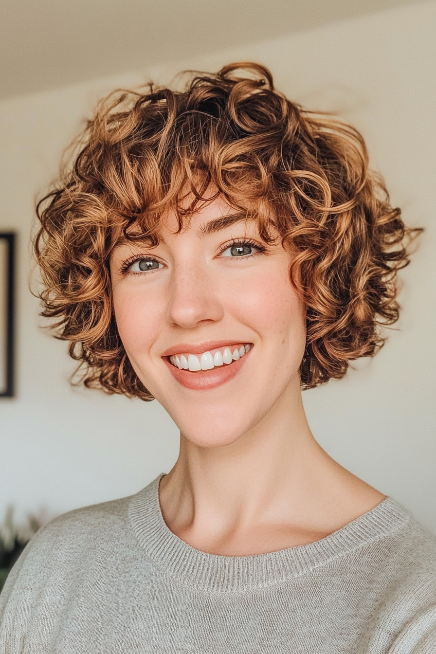 10. Curly Crop in Caramel Brown (Short Grunge Haircuts) - Short Grunge Haircuts