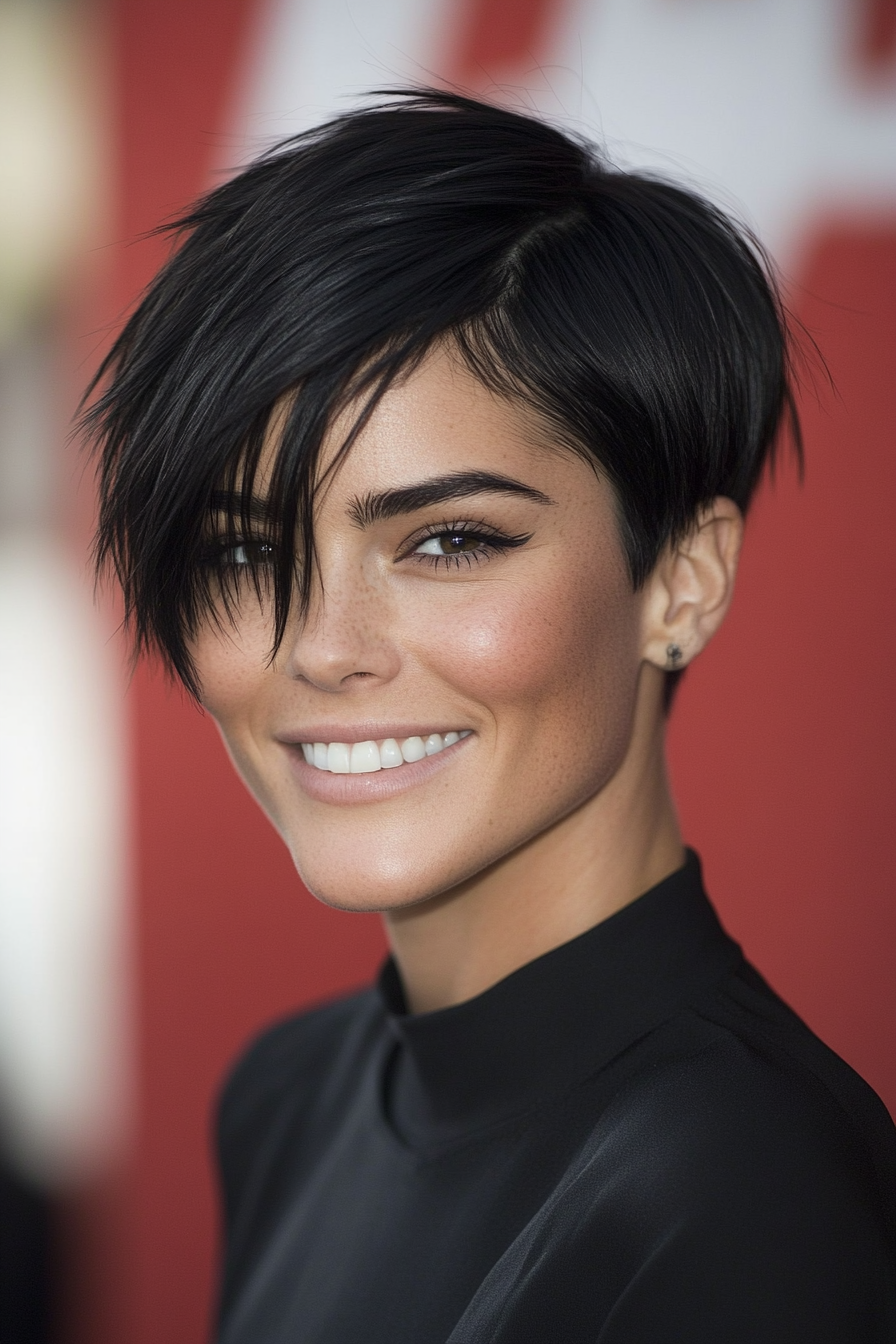 14. Slicked-Back Crop in Ebony Black (Short Grunge Haircuts) - Short Grunge Haircuts