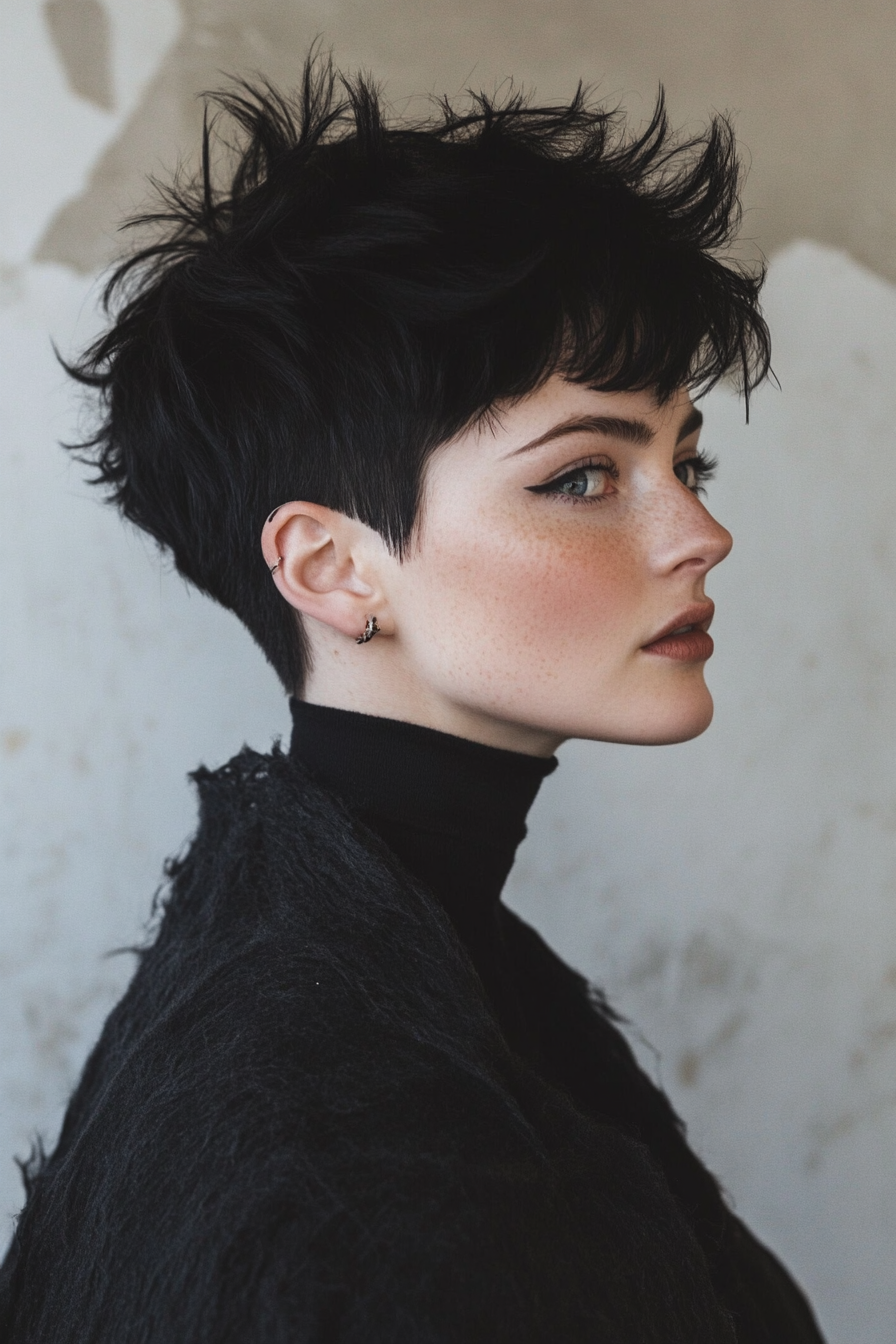 18. Soft Mohawk in Raven Black (Short Grunge Haircuts) - Short Grunge Haircuts