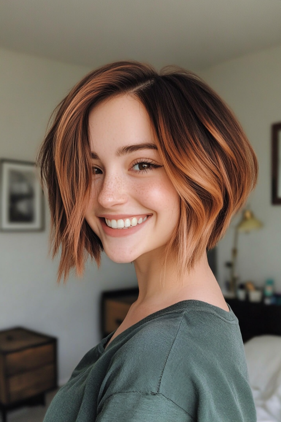 20. Jagged Bob in Chestnut Ombre (Short Grunge Haircuts) - Short Grunge Haircuts