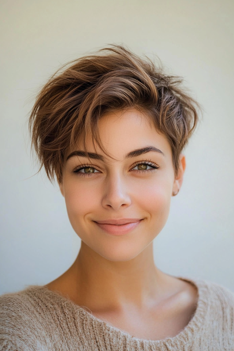 21. Wispy Pixie in Tawny Brown (Short Grunge Haircuts) - Short Grunge Haircuts