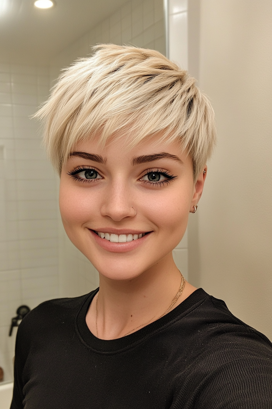 22. Feathered Crop in Ash Blonde (Short Grunge Haircuts) - Short Grunge Haircuts