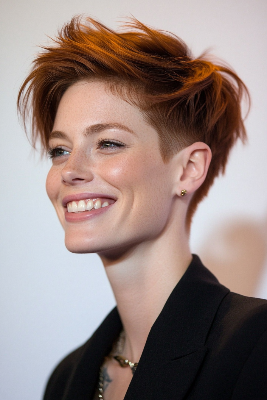 25. Pixie Mullet in Deep Chestnut (Short Grunge Haircuts) - Short Grunge Haircuts