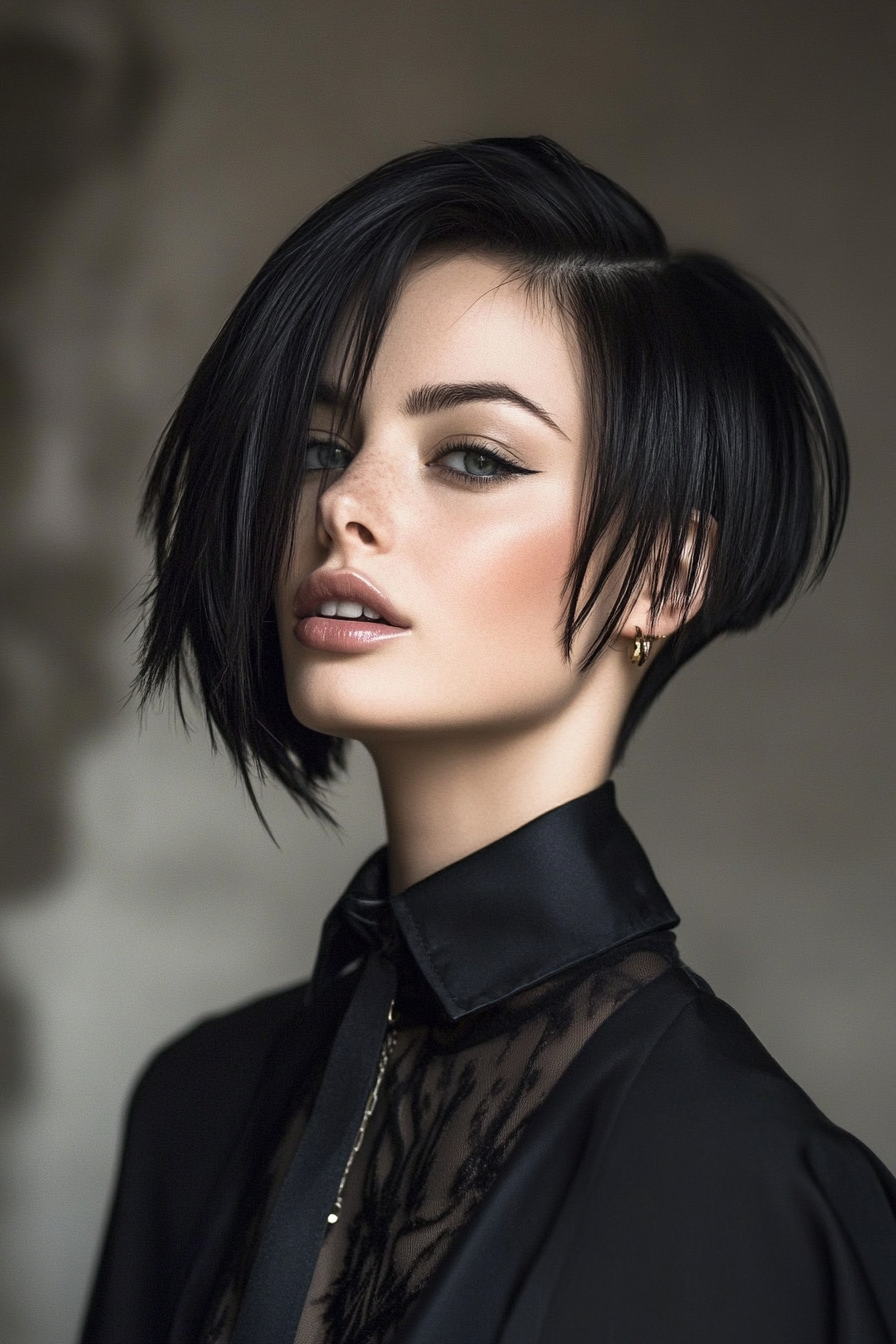 26. Undercut Bob in Espresso Black (Short Grunge Haircuts) - Short Grunge Haircuts