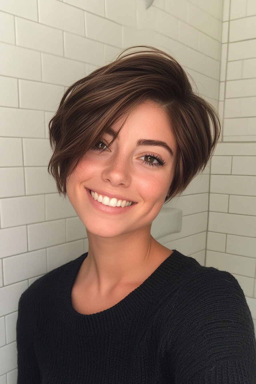 27. Bixie with Sunlit Brown Highlights (Short Grunge Haircuts) - Short Grunge Haircuts