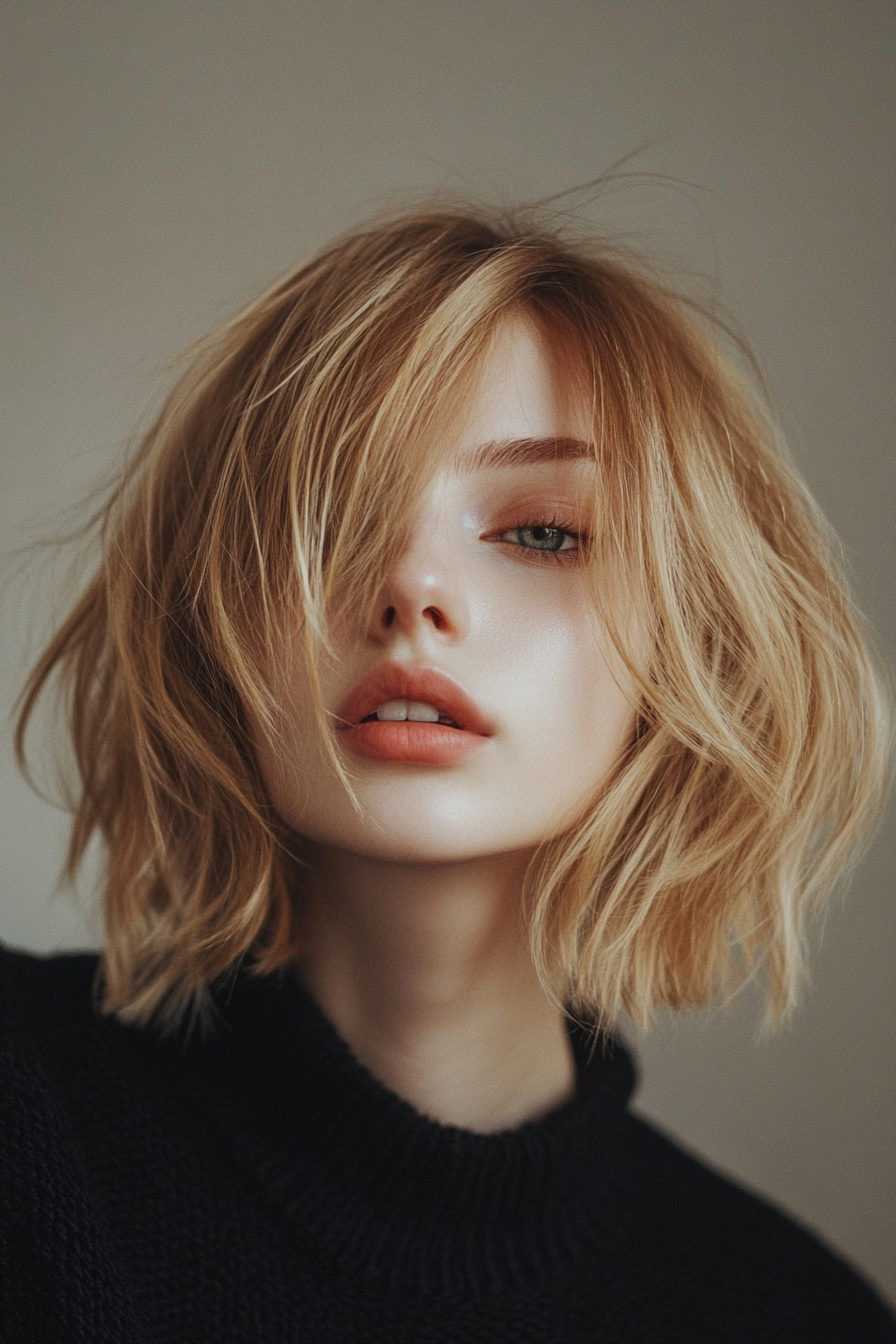 2. Choppy Bob with Golden Blonde (Bob Hairstyles For Thin Hair) - Bob Hairstyles For Thin Hair