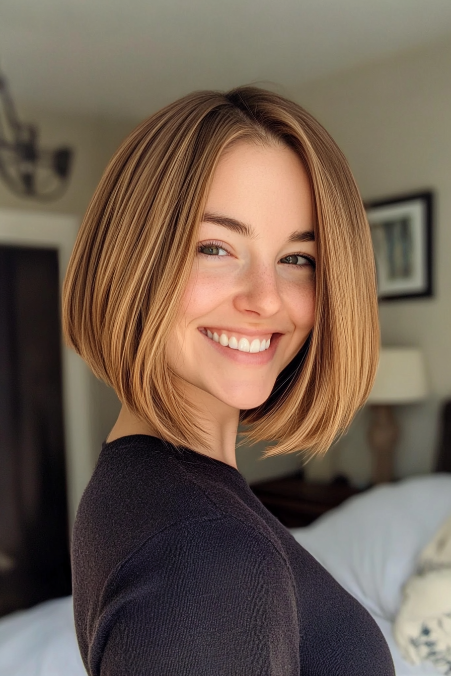 4. Soft Layered Bob with Honey Brown (Bob Hairstyles For Thin Hair) - Bob Hairstyles For Thin Hair