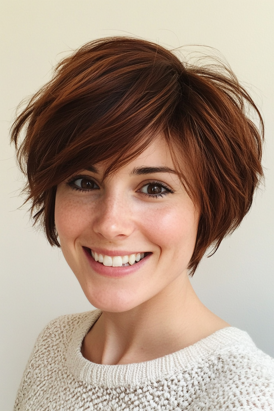 7. Pixie Bob with Dark Chestnut Brown (Bob Hairstyles For Thin Hair) - Bob Hairstyles For Thin Hair