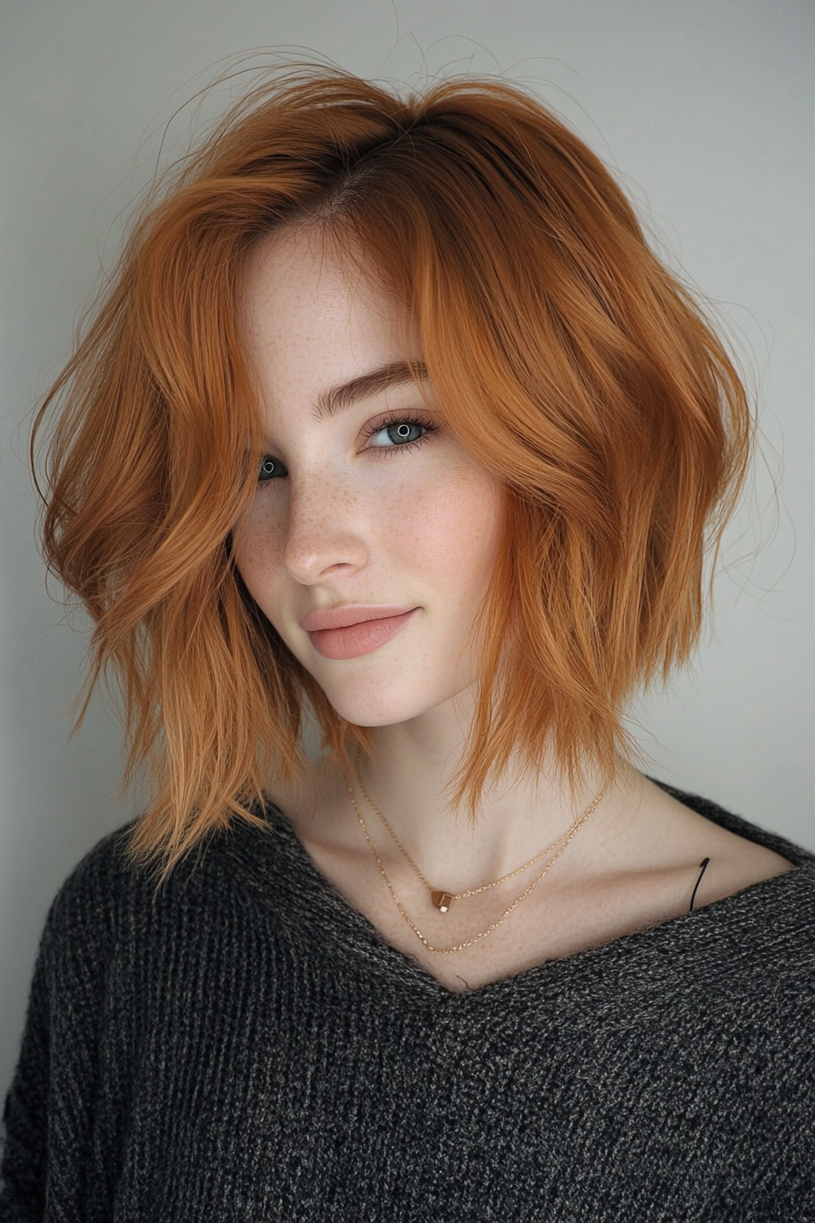 14. Shaggy Bob with Light Copper (Bob Hairstyles For Thin Hair) - Bob Hairstyles For Thin Hair