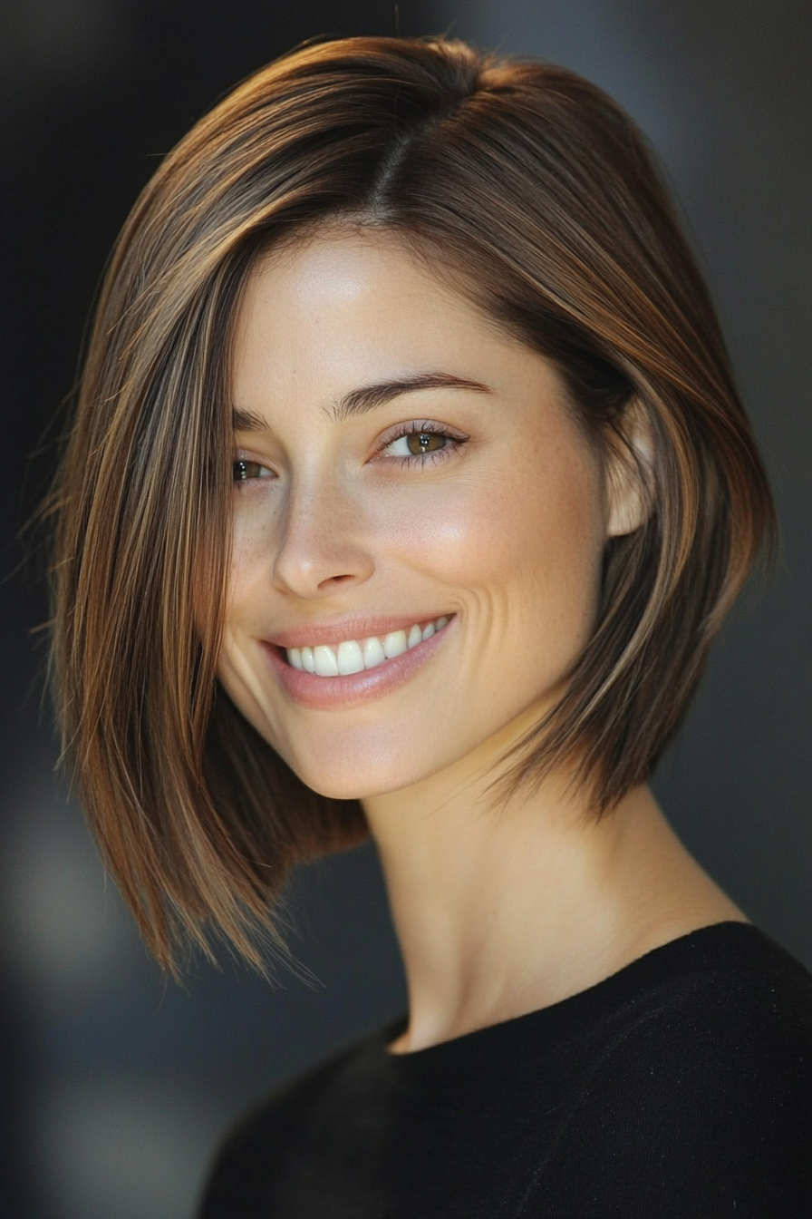 21. Side-Swept Bob with Light Brown (Bob Hairstyles For Thin Hair) - Bob Hairstyles For Thin Hair
