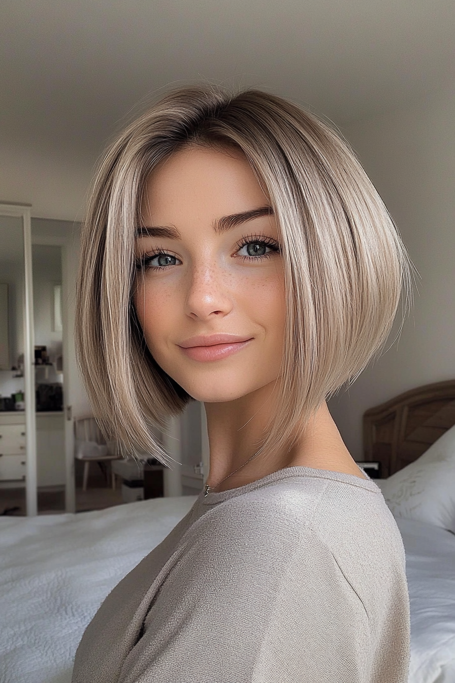 23. Short Bob with Mushroom Blonde (Bob Hairstyles For Thin Hair) - Bob Hairstyles For Thin Hair
