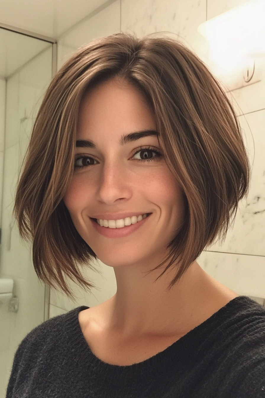 24. Blended Bob with Dark Honey Brown (Bob Hairstyles For Thin Hair) - Bob Hairstyles For Thin Hair