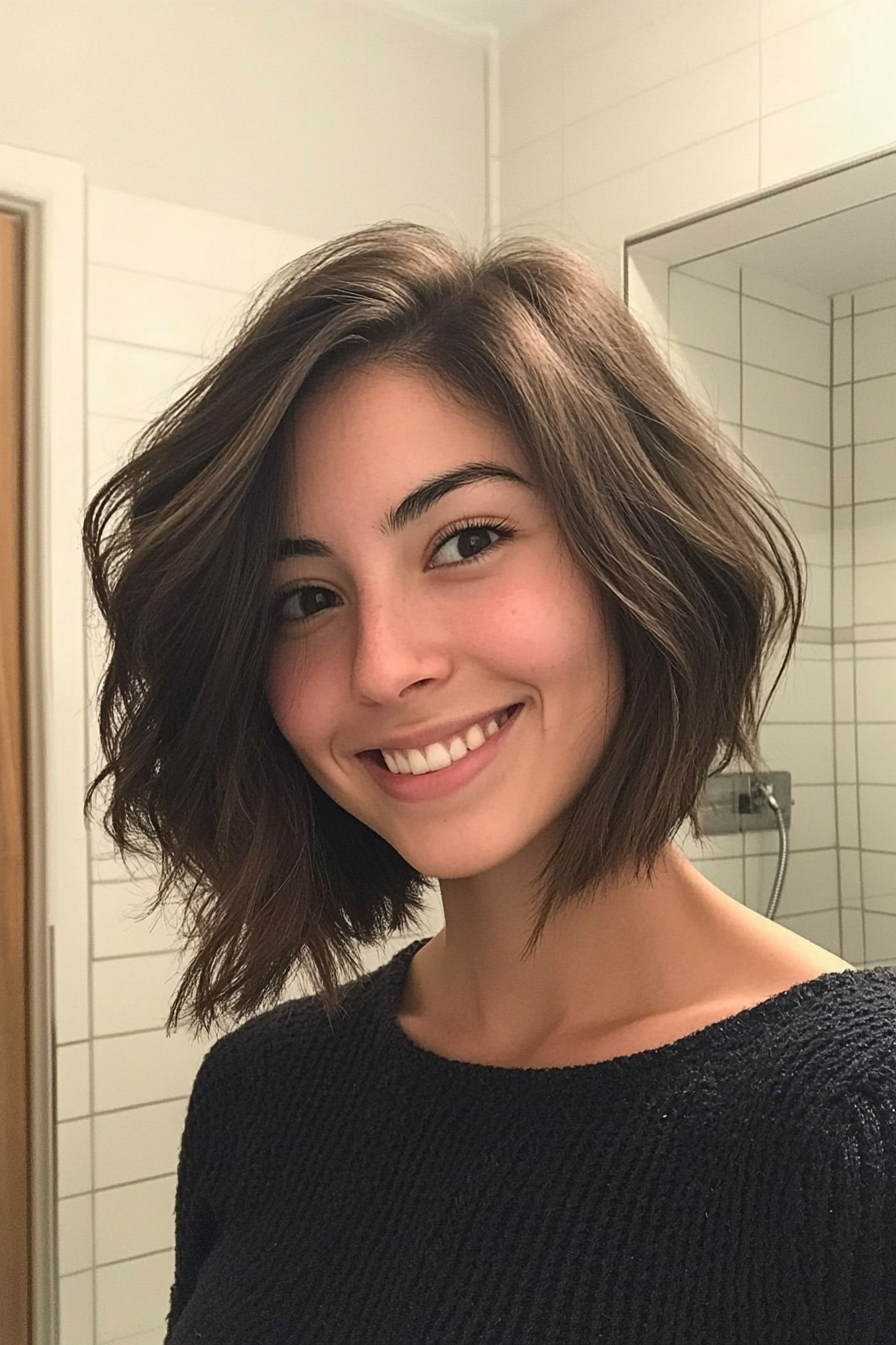 25. Tousled Lob with Ash Brunette (Bob Hairstyles For Thin Hair) - Bob Hairstyles For Thin Hair