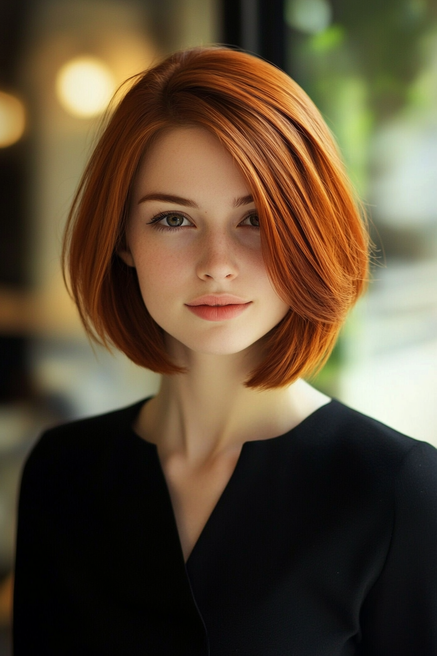 26. Layered Bob with Cinnamon Brown (Bob Hairstyles For Thin Hair) - Bob Hairstyles For Thin Hair