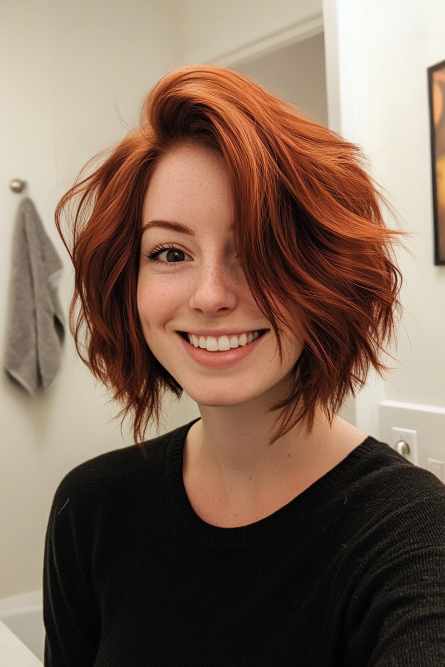 6. Warm Auburn Shaggy Bob (Short Shaggy Bob Hairstyles) - Short Shaggy Bob Hairstyles