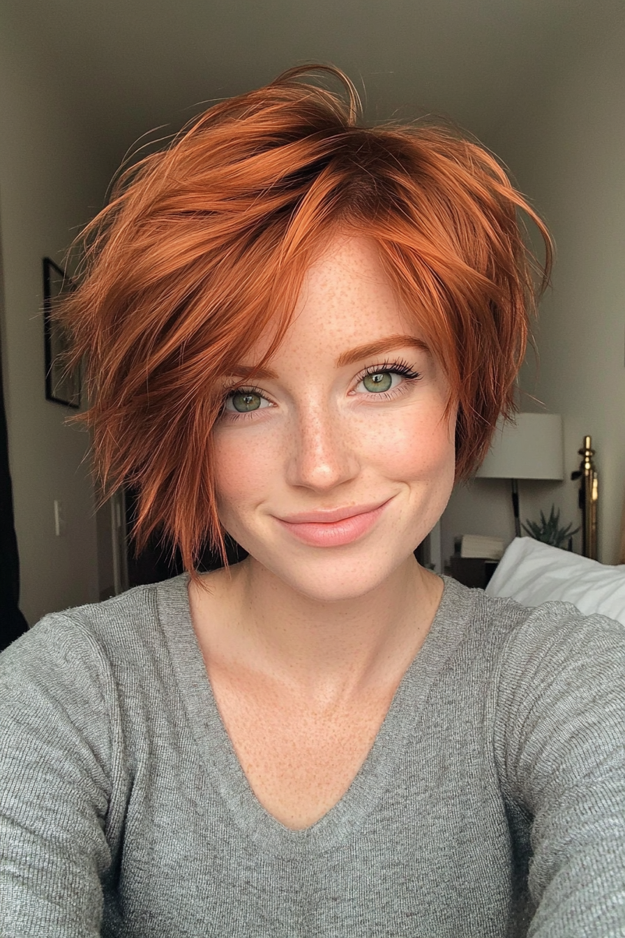 8. Pixie-Inspired Copper Bob (Short Shaggy Bob Hairstyles) - Short Shaggy Bob Hairstyles