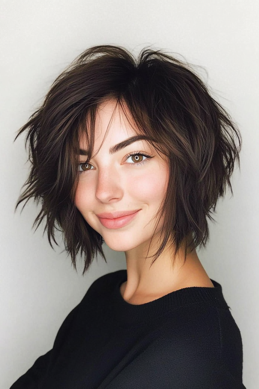 9. Dark Chocolate Shaggy Bob (Short Shaggy Bob Hairstyles) - Short Shaggy Bob Hairstyles