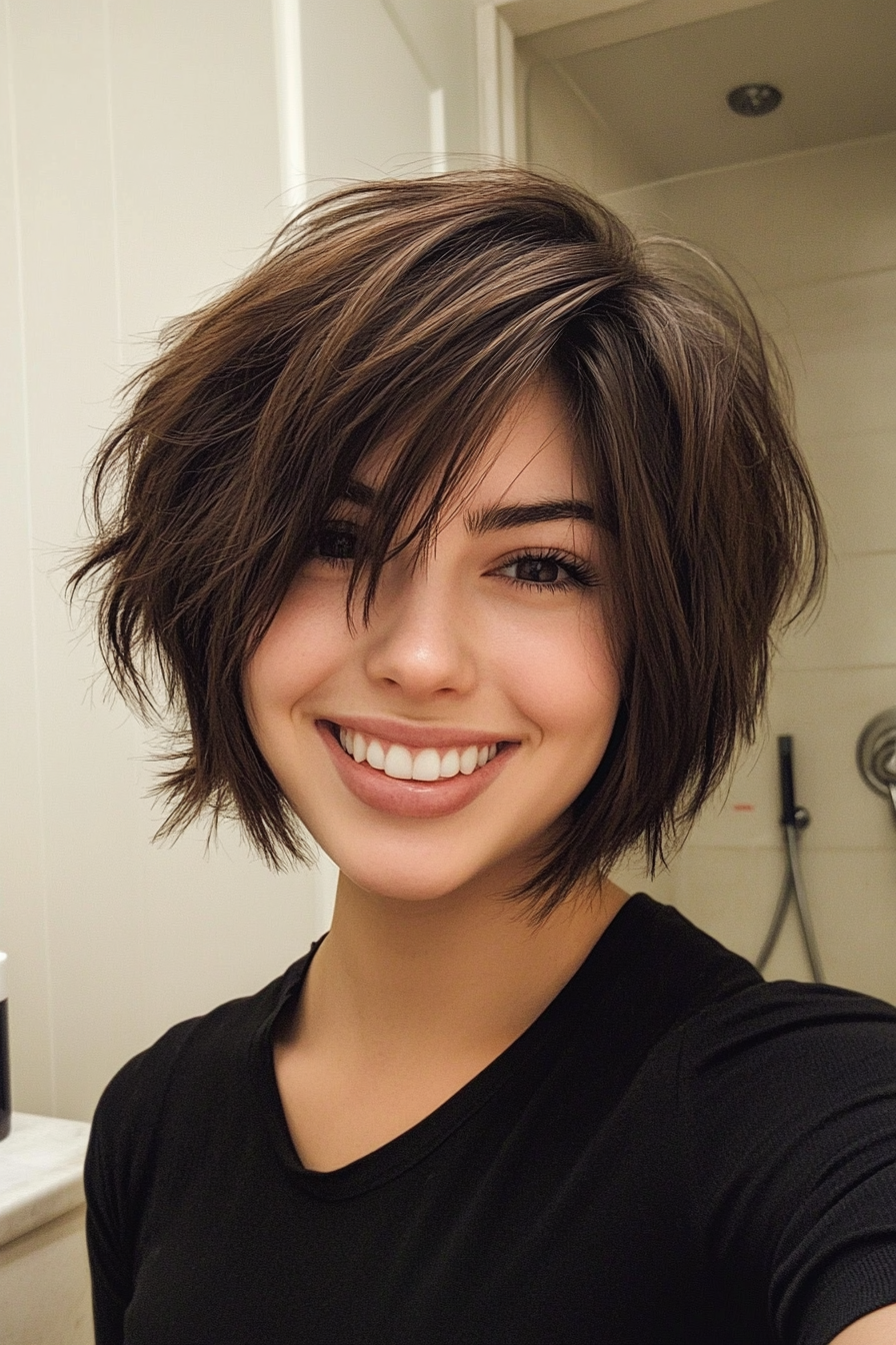 11. Layered Espresso Bob (Short Shaggy Bob Hairstyles) - Short Shaggy Bob Hairstyles