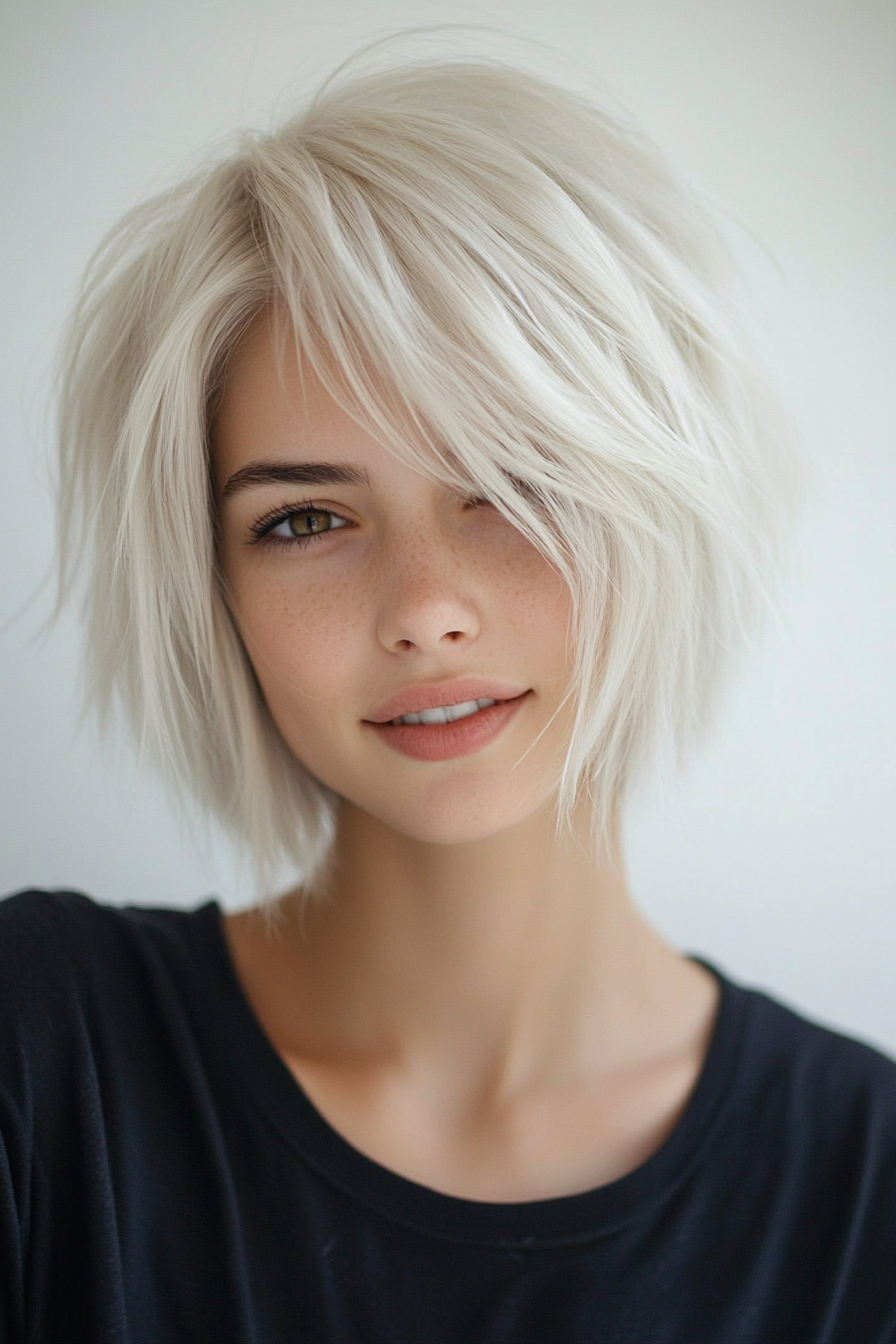 12. Light Ash Blonde Shaggy Bob (Short Shaggy Bob Hairstyles) - Short Shaggy Bob Hairstyles