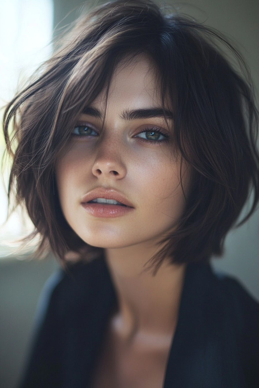 14. Mocha Brown Shaggy Bob (Short Shaggy Bob Hairstyles) - Short Shaggy Bob Hairstyles