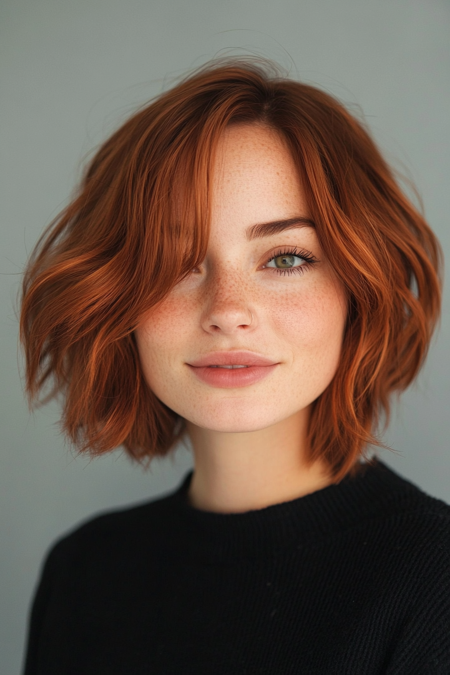 19. Short Cinnamon Brown Bob (Short Shaggy Bob Hairstyles) - Short Shaggy Bob Hairstyles