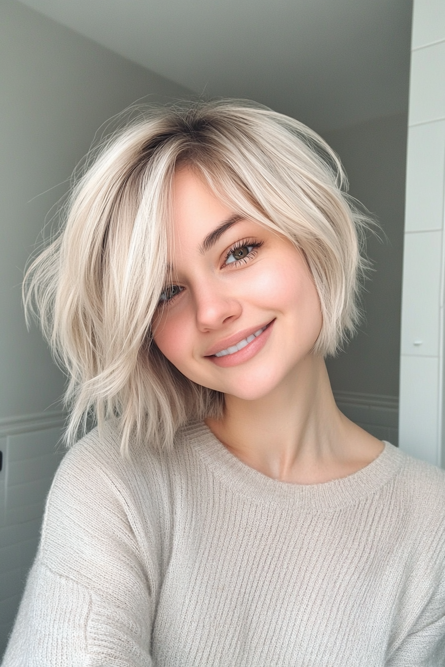 20. Cool Beige Blonde Bob (Short Shaggy Bob Hairstyles) - Short Shaggy Bob Hairstyles
