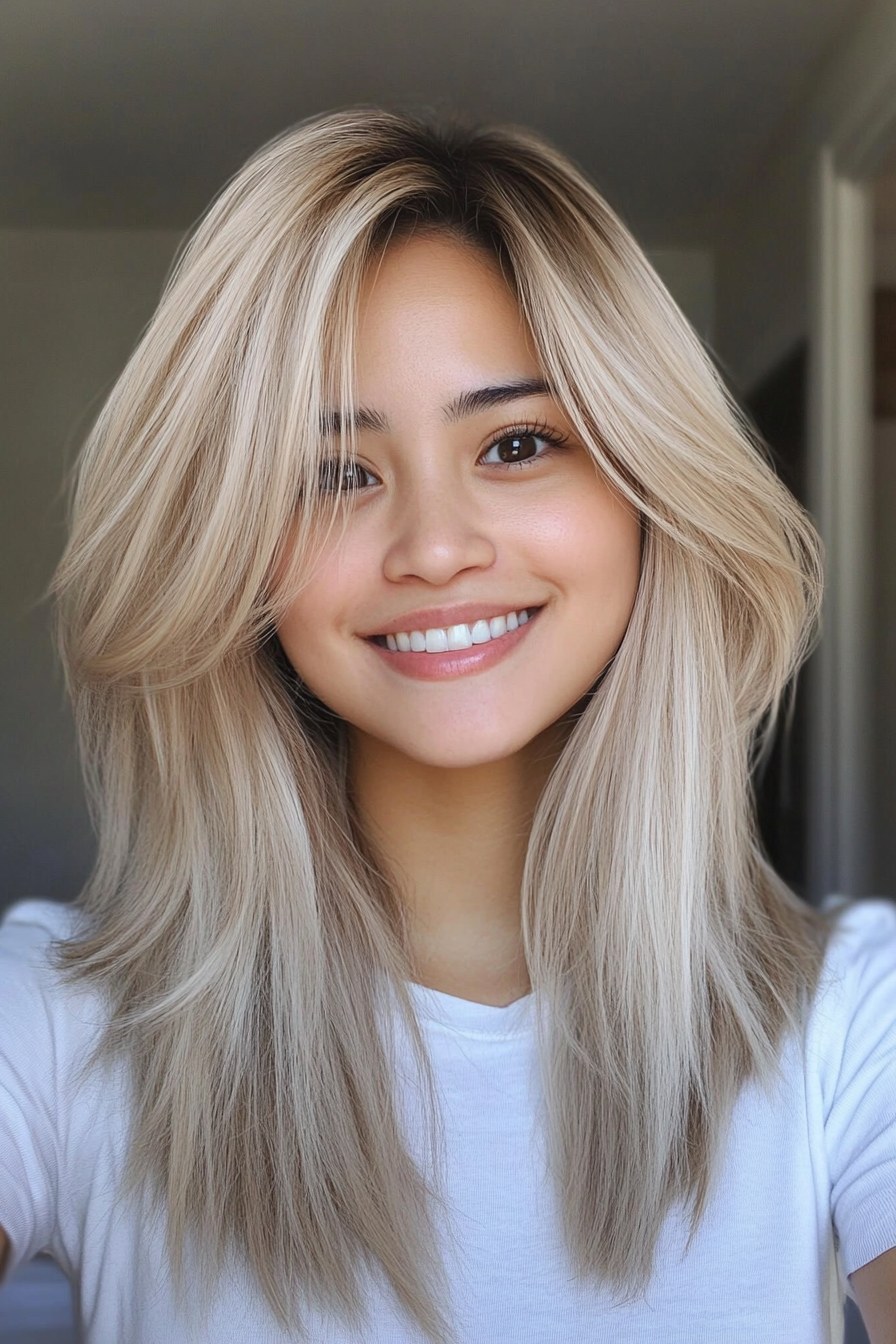 9. Wispy Layers with Light Ash Blonde (Medium Length Hairstyles For Thin Hair) - Medium Length Hairstyles For Thin Hair