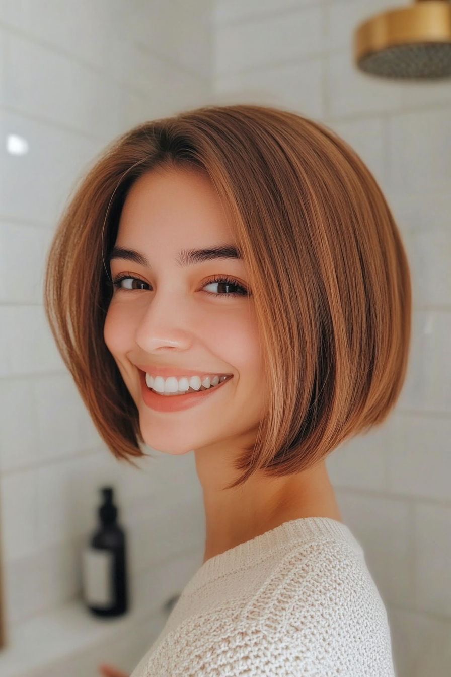10. Classic Bob with Soft Auburn Tint (Medium Length Hairstyles For Thin Hair) - Medium Length Hairstyles For Thin Hair