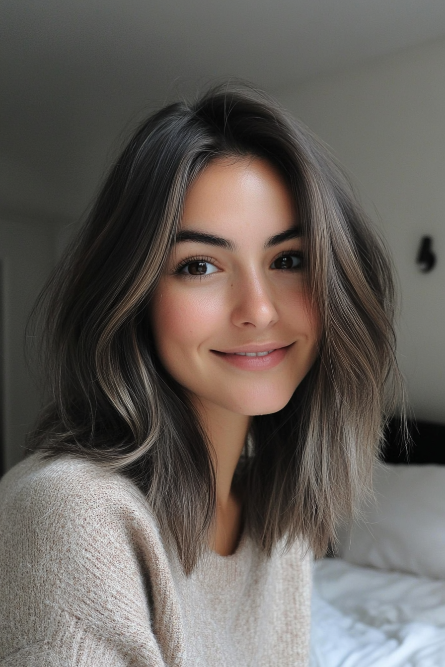25. Graduated Cut with Dark Ash Brown (Medium Length Hairstyles For Thin Hair) - Medium Length Hairstyles For Thin Hair