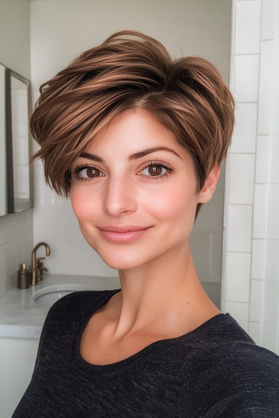 1. Soft Layered Ash Brown Pixie (Short Pixie Haircuts For Women) - Short Pixie Haircuts For Women