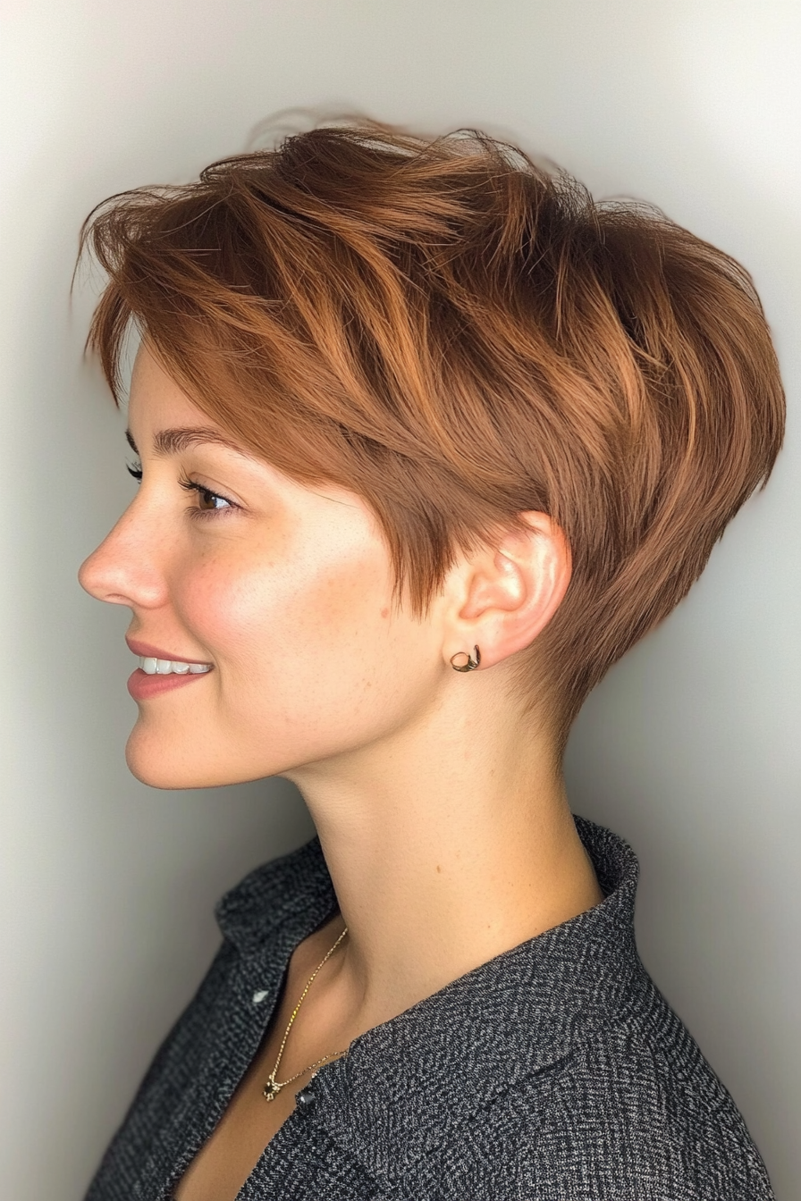 4. Feathered Chestnut Pixie (Short Pixie Haircuts For Women) - Short Pixie Haircuts For Women