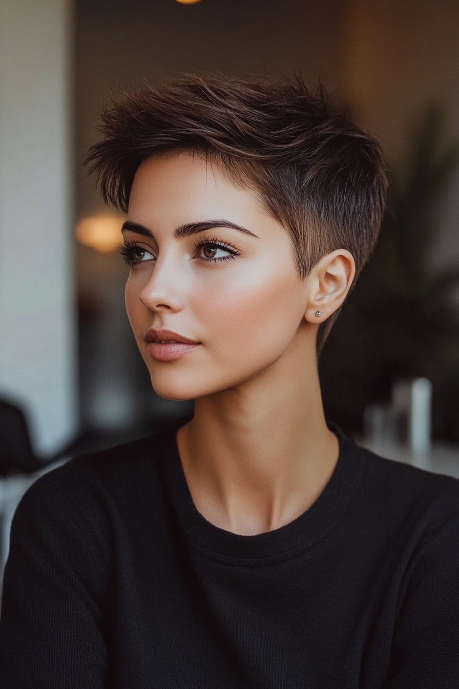 5. Tapered Chocolate Brown Pixie (Short Pixie Haircuts For Women) - Short Pixie Haircuts For Women