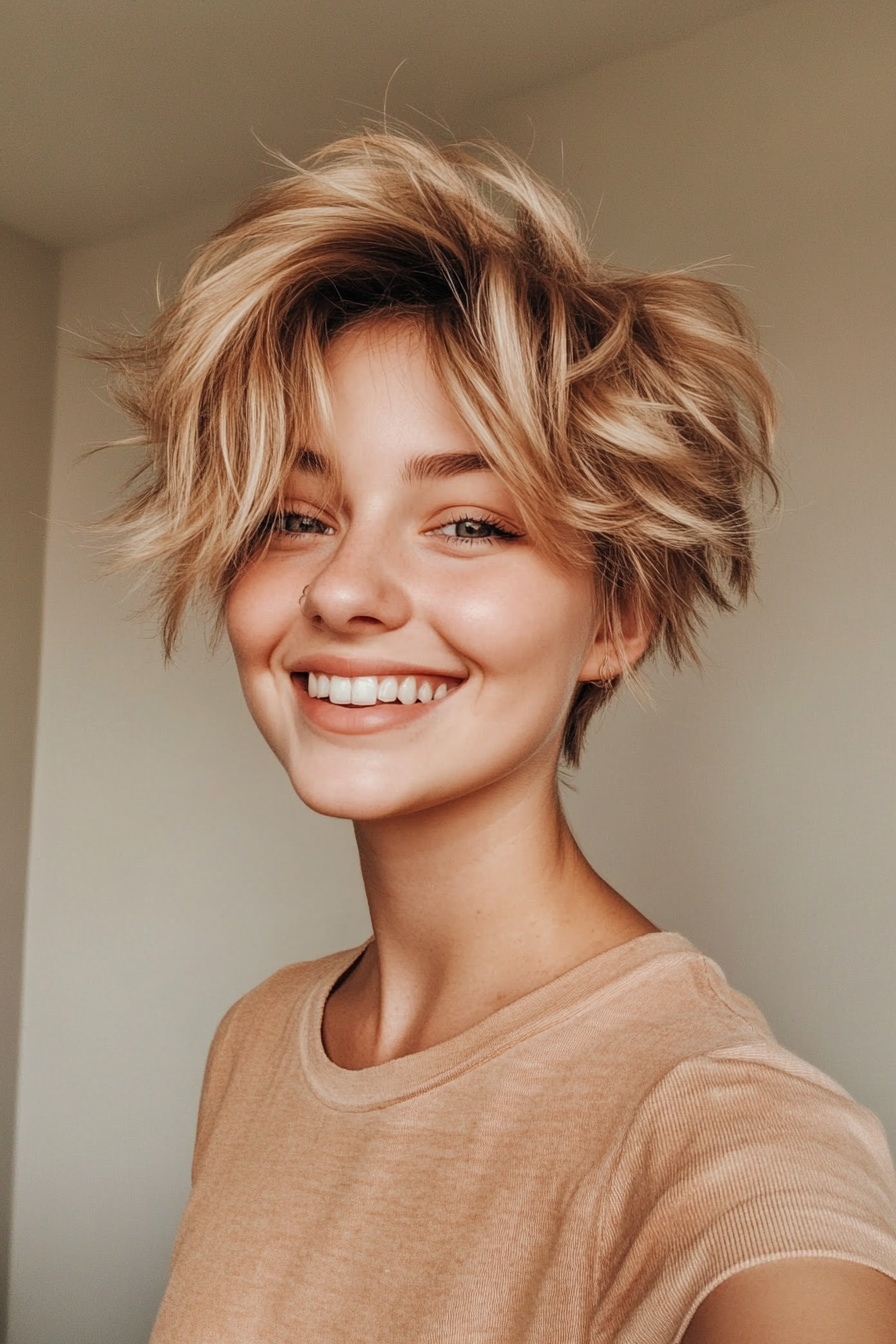 7. Messy Honey Blonde Pixie (Short Pixie Haircuts For Women) - Short Pixie Haircuts For Women