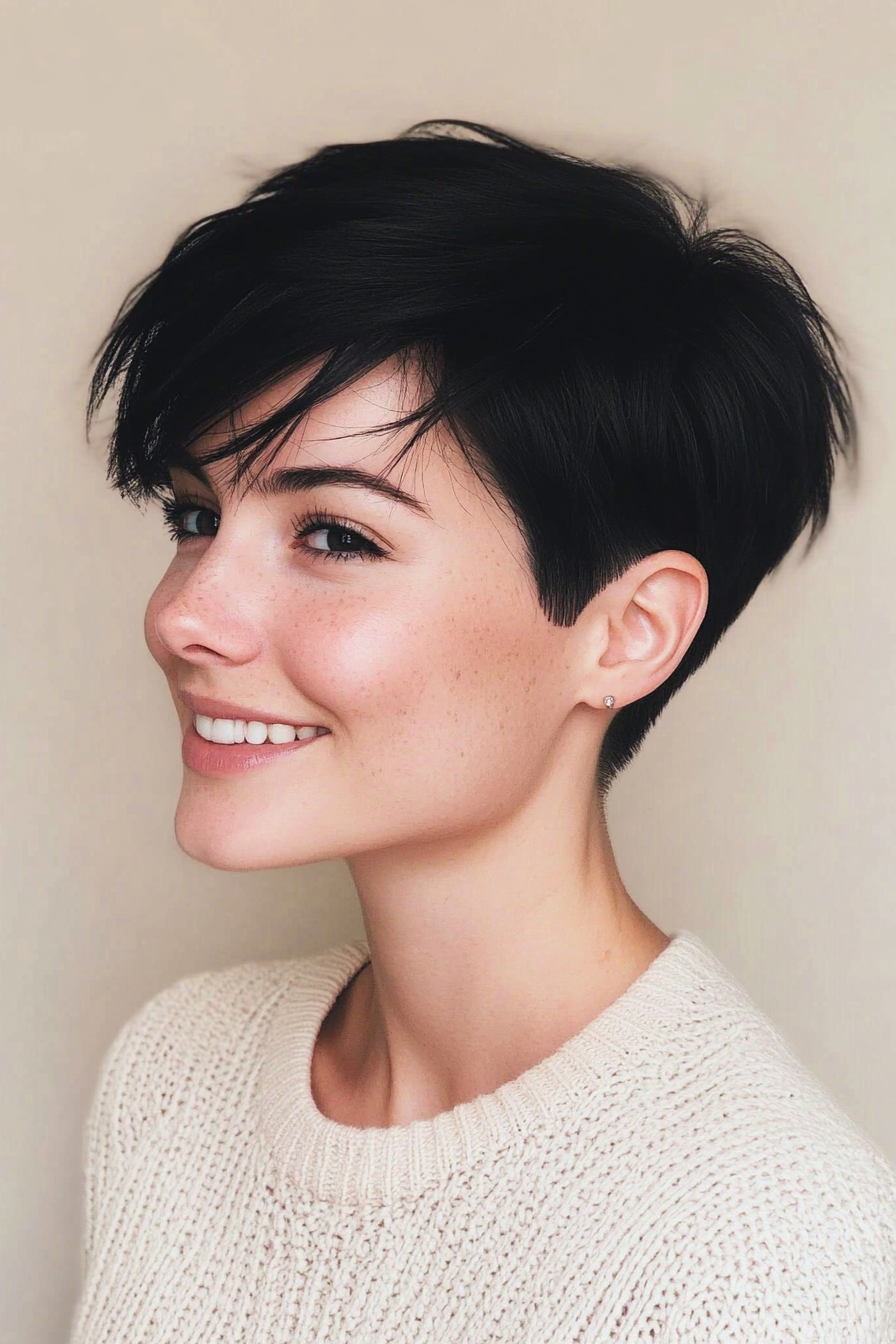 15. Sleek Raven Black Pixie (Short Pixie Haircuts For Women) - Short Pixie Haircuts For Women