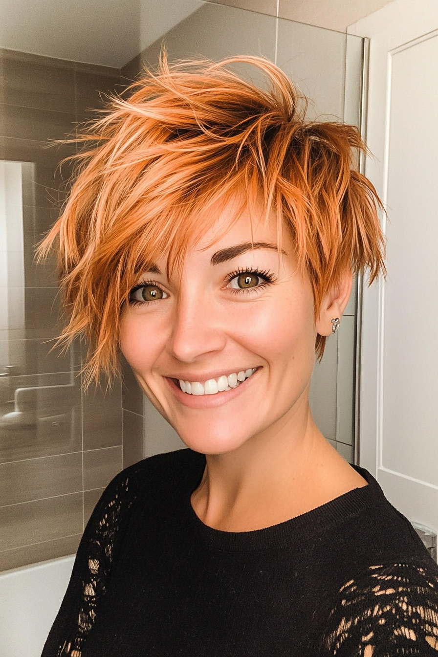 18. Shaggy Copper Pixie (Short Pixie Haircuts For Women) - Short Pixie Haircuts For Women