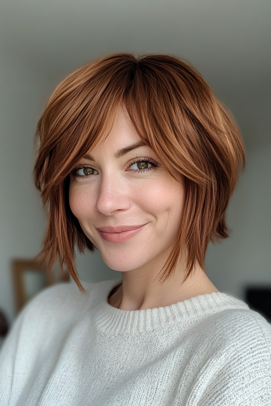 21. Long Fringe Chestnut Pixie (Short Pixie Haircuts For Women) - Short Pixie Haircuts For Women