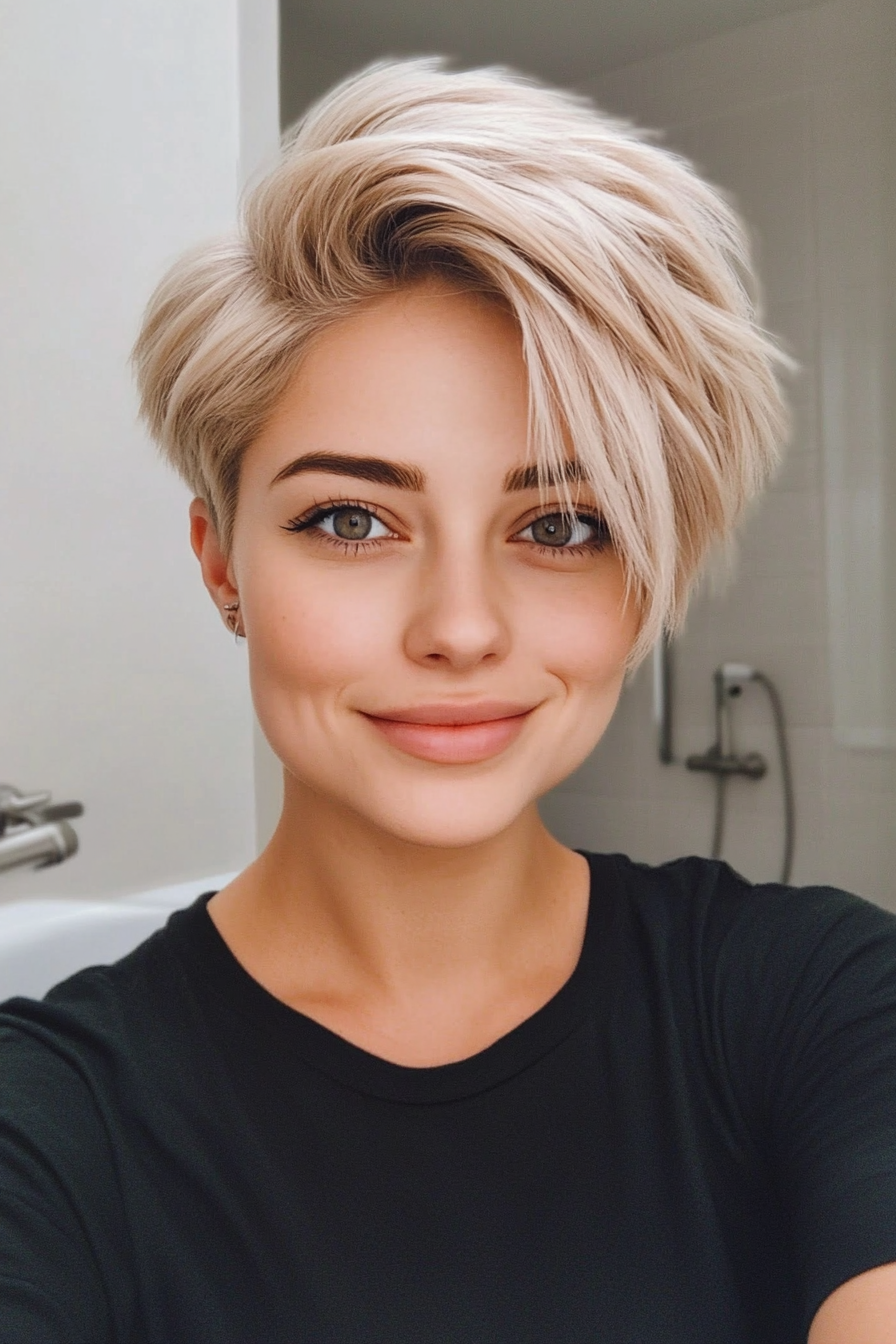 22. Disconnected Beige Blonde Pixie (Short Pixie Haircuts For Women) - Short Pixie Haircuts For Women