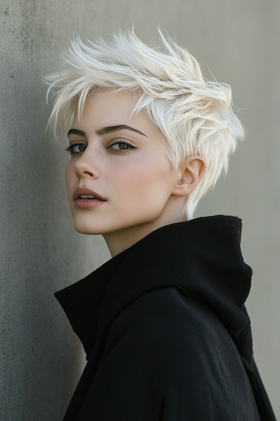 25. Textured Platinum Blonde Pixie (Short Pixie Haircuts For Women) - Short Pixie Haircuts For Women