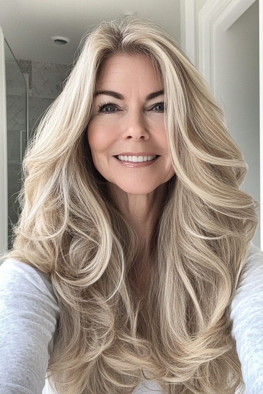 2. Honey Blonde Loose Waves (Long Hairstyles For Women Over 50) - Long Hairstyles For Women Over 50