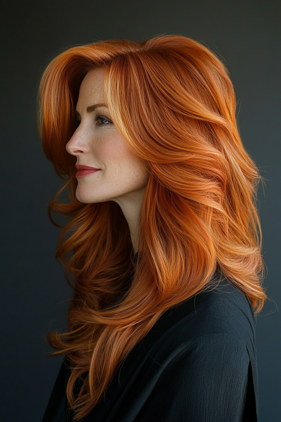 10. Copper Red Long Waves (Long Hairstyles For Women Over 50) - Long Hairstyles For Women Over 50