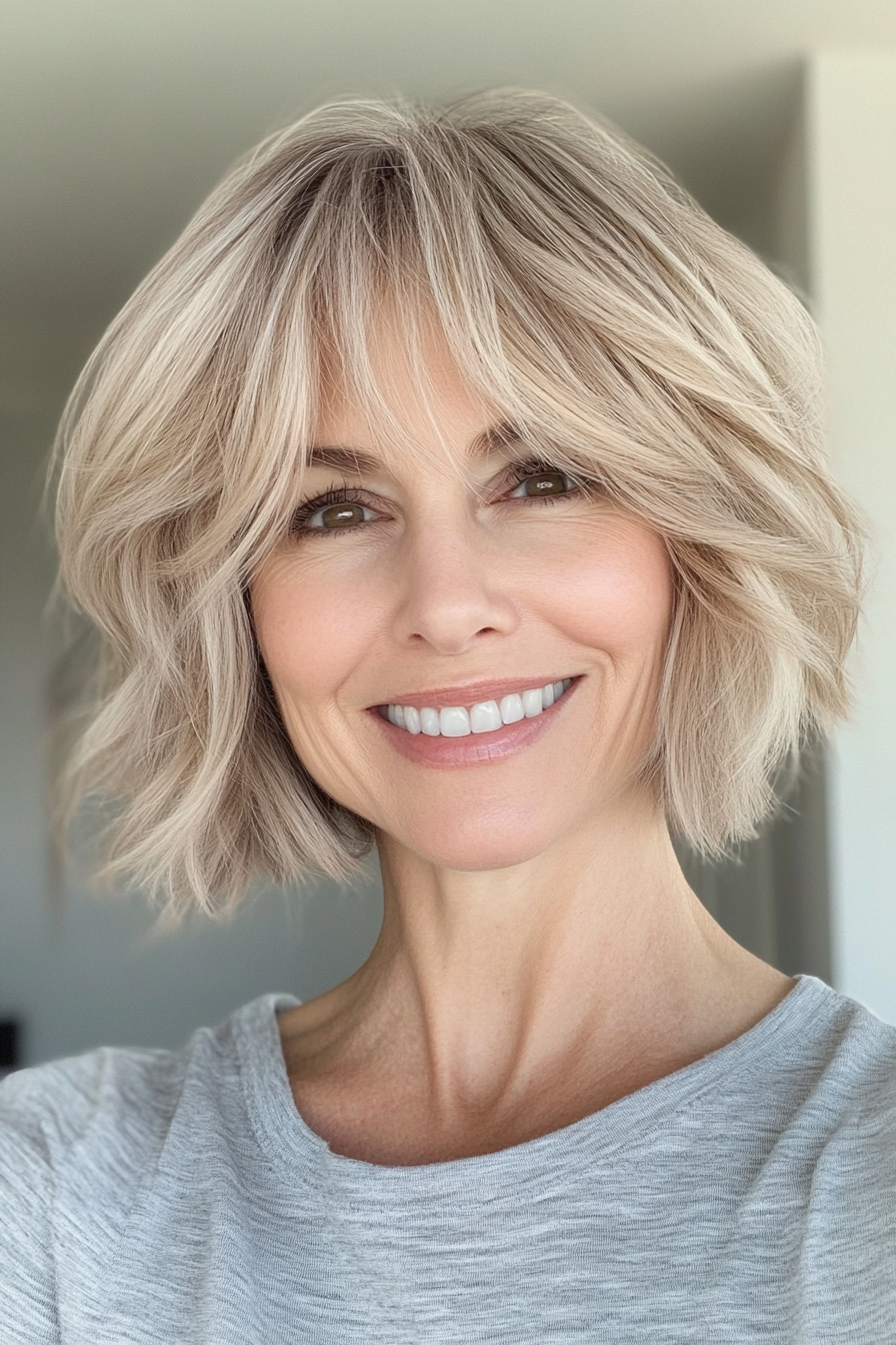4. Textured Shag in Sandy Blonde (Short Hairstyles For Older Women With Fine Hair) - Short Hairstyles For Older Women With Fine Hair