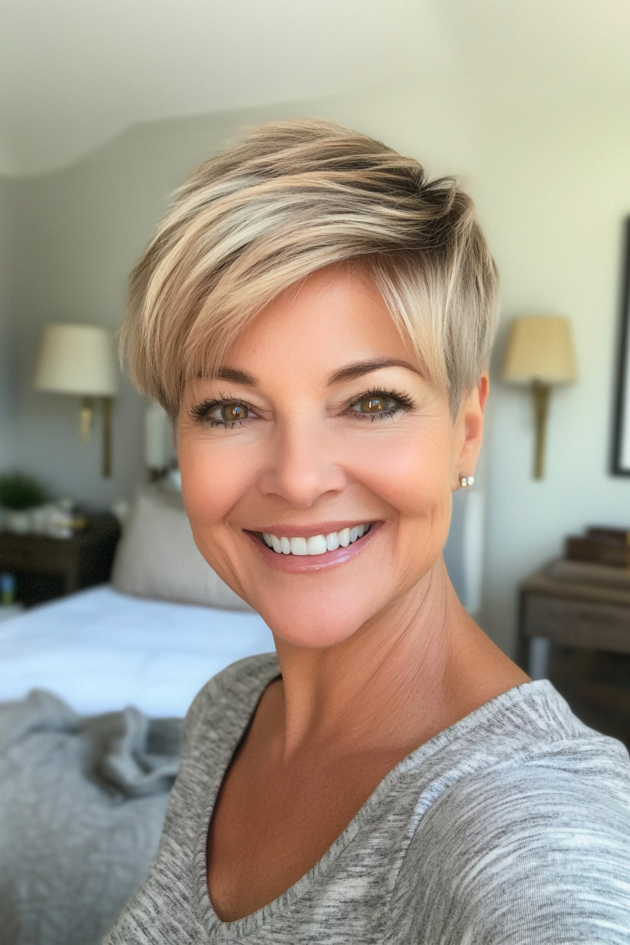 20. Graduated Pixie in Soft Gold (Short Hairstyles For Older Women With Fine Hair) - Short Hairstyles For Older Women With Fine Hair