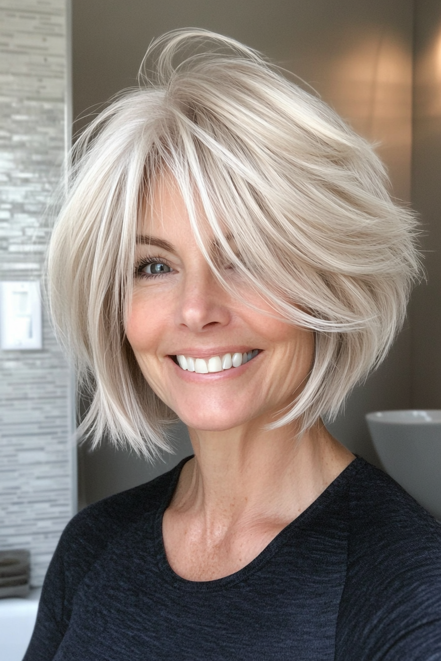 26. Modern Shag in Light Ash Blonde (Short Hairstyles For Older Women With Fine Hair) - Short Hairstyles For Older Women With Fine Hair