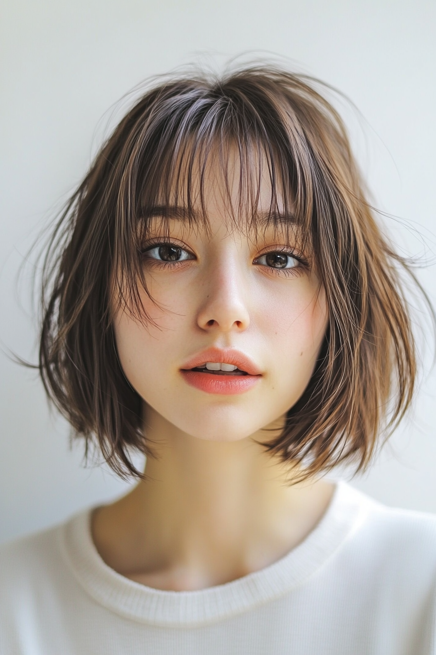 9. Light Brown Choppy Layered Bob (Inverted Bob Haircuts For Fine Hair) - Inverted Bob Haircuts For Fine Hair