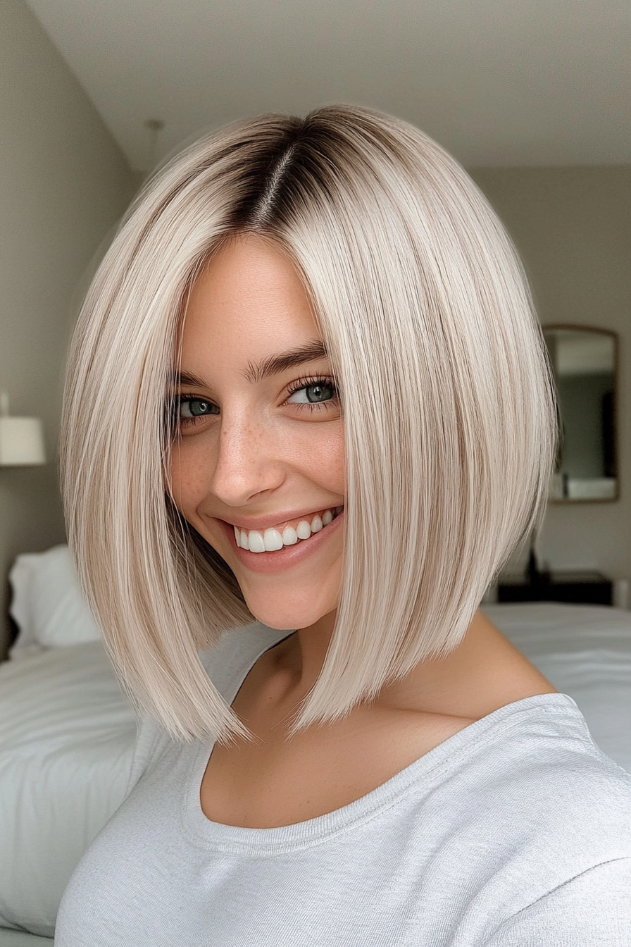 10. Platinum Blonde Razor-Cut Bob (Inverted Bob Haircuts For Fine Hair) - Inverted Bob Haircuts For Fine Hair